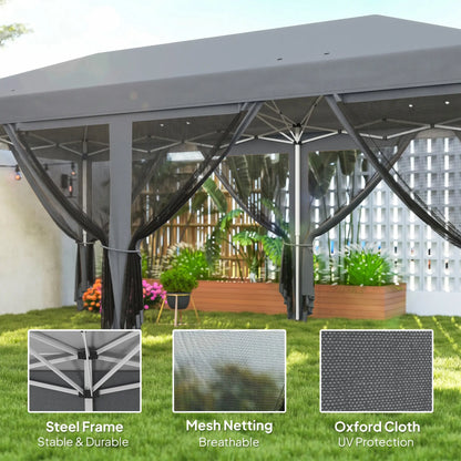 10' x 20' Pop Up Canopy Tent Gazebo, Removable Mesh Sidewall, Carry Bag, Grey Pop Up Canopies at Gallery Canada