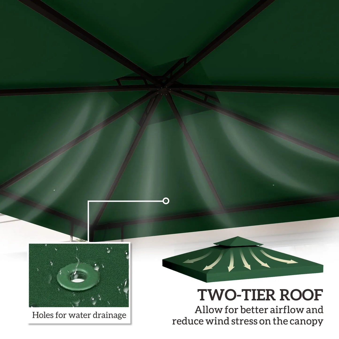 10' x 10' Gazebo Canopy Replacement, 2-Tier Top Cover, Green Gazebo Canopy Replacement at Gallery Canada