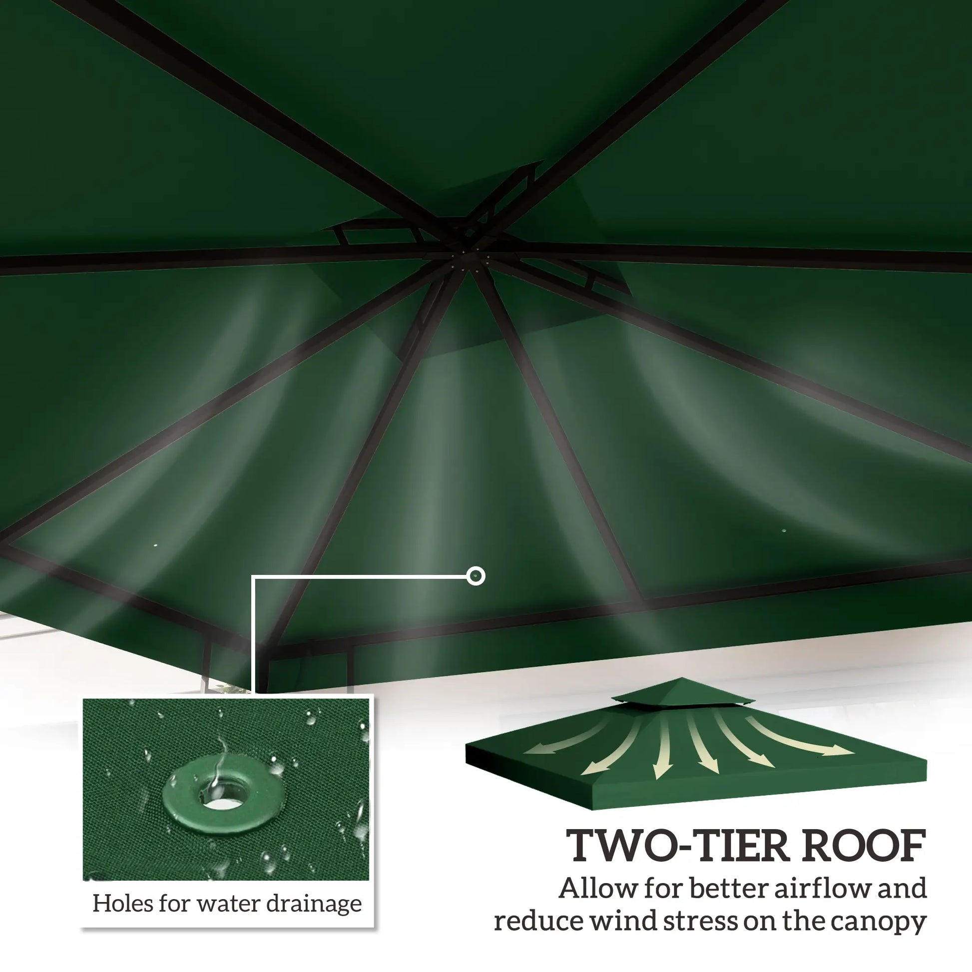 10' x 10' Gazebo Canopy Replacement, 2-Tier Top Cover, Green Gazebo Canopy Replacement at Gallery Canada