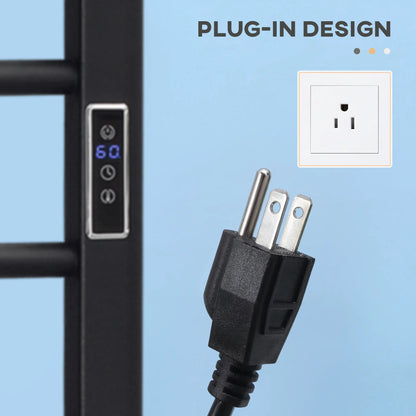 8-Bar Heated Towel Warmer, Wall Mounted, Adjustable Temperature, Black Bath Accessories at Gallery Canada