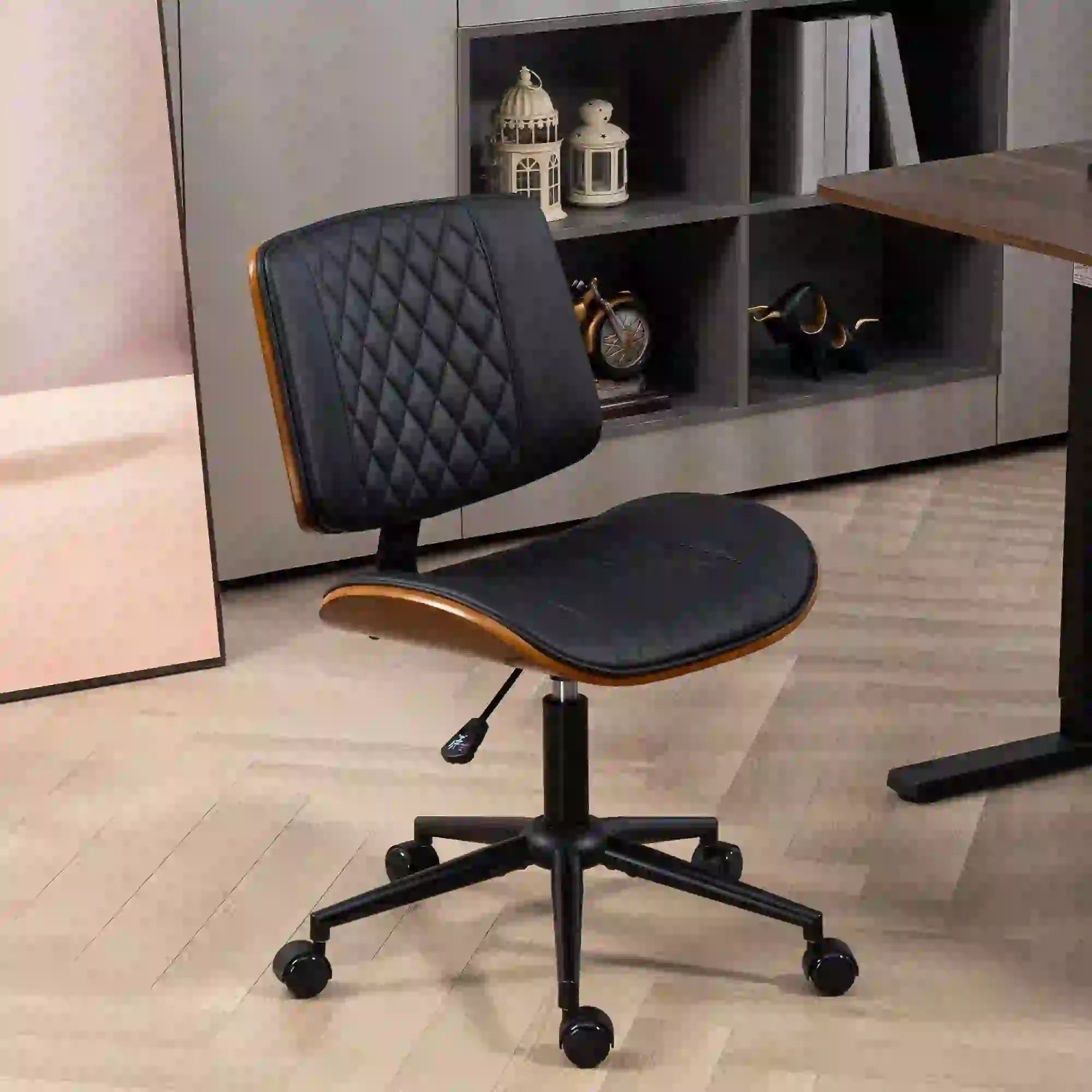 PU Leather Office Chair, Adjustable Height, Swivel Wheels, Black Office Chairs at Gallery Canada