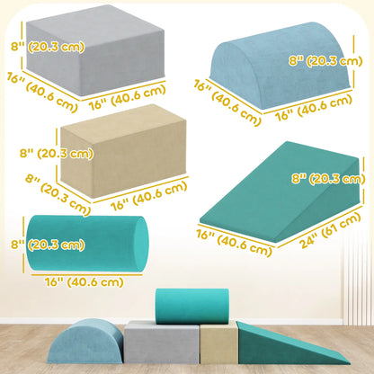 Toddler Climbing Toy, Removable Cover, Indoor Play Set, Blue/Green Kids Gym & Playmats at Gallery Canada