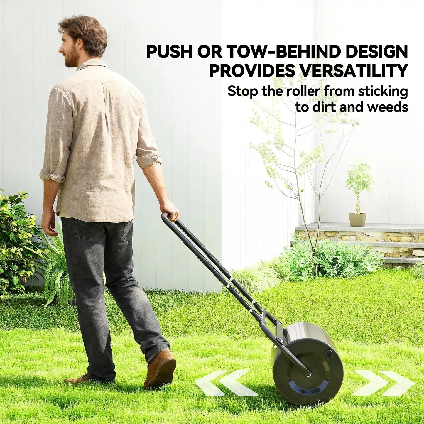 Heavy Duty Lawn Roller, 20" Push Tow Sod Roller, Grass Flattener, Black Lawn Rollers at Gallery Canada