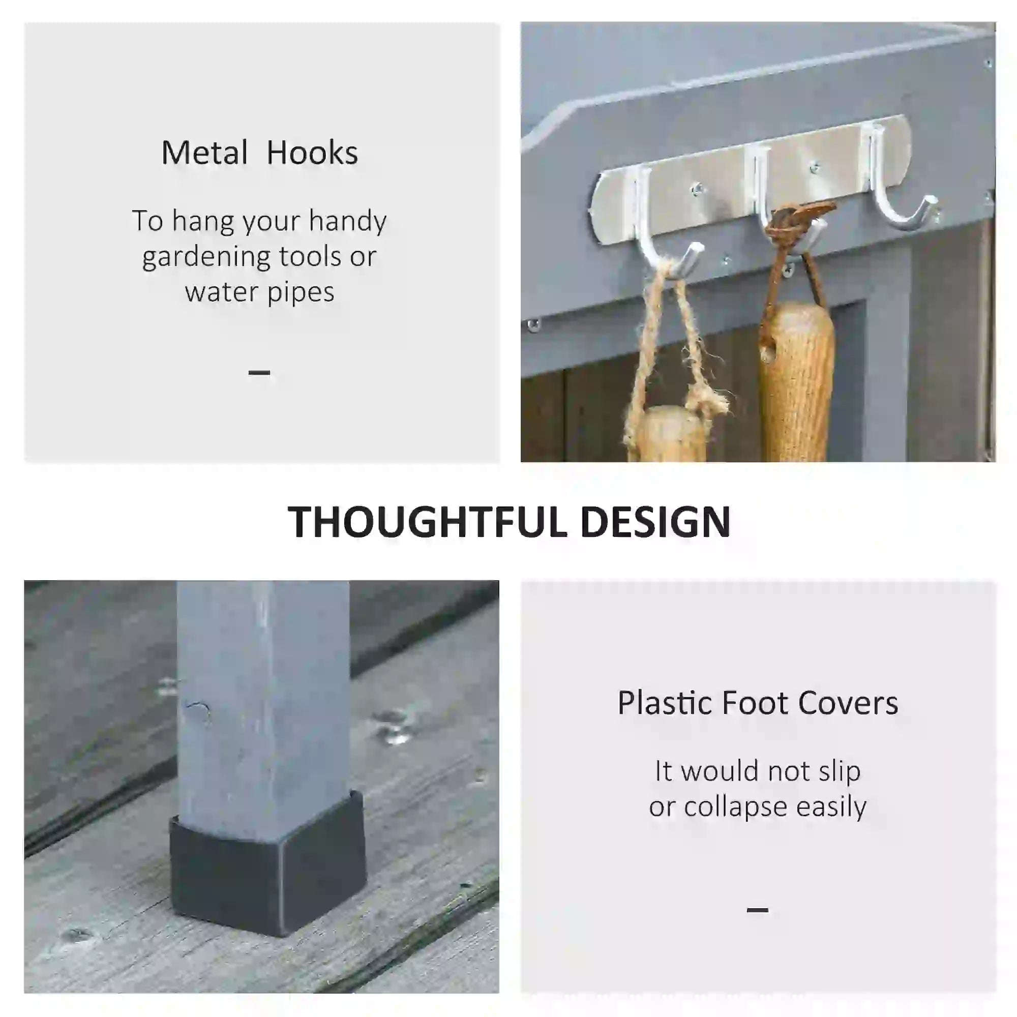 Outdoor Garden Wooden Potting Bench, Work Table w/ Hooks, Grey Potting Benches & Tables at Gallery Canada