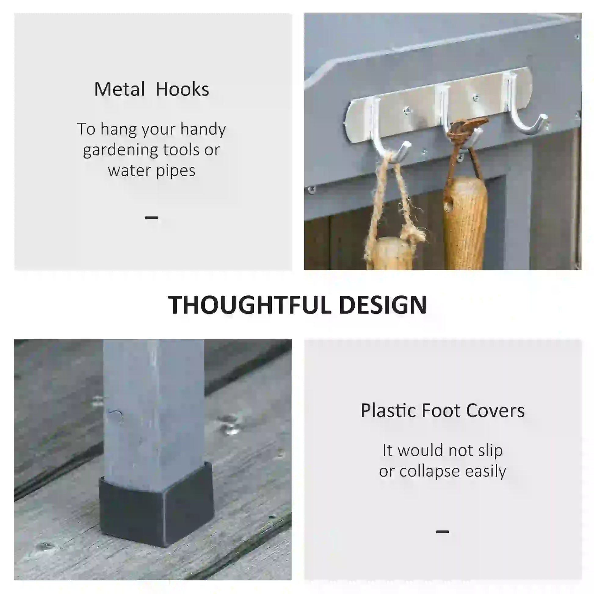 Outdoor Garden Wooden Potting Bench, Work Table w/ Hooks, Grey Potting Benches & Tables at Gallery Canada