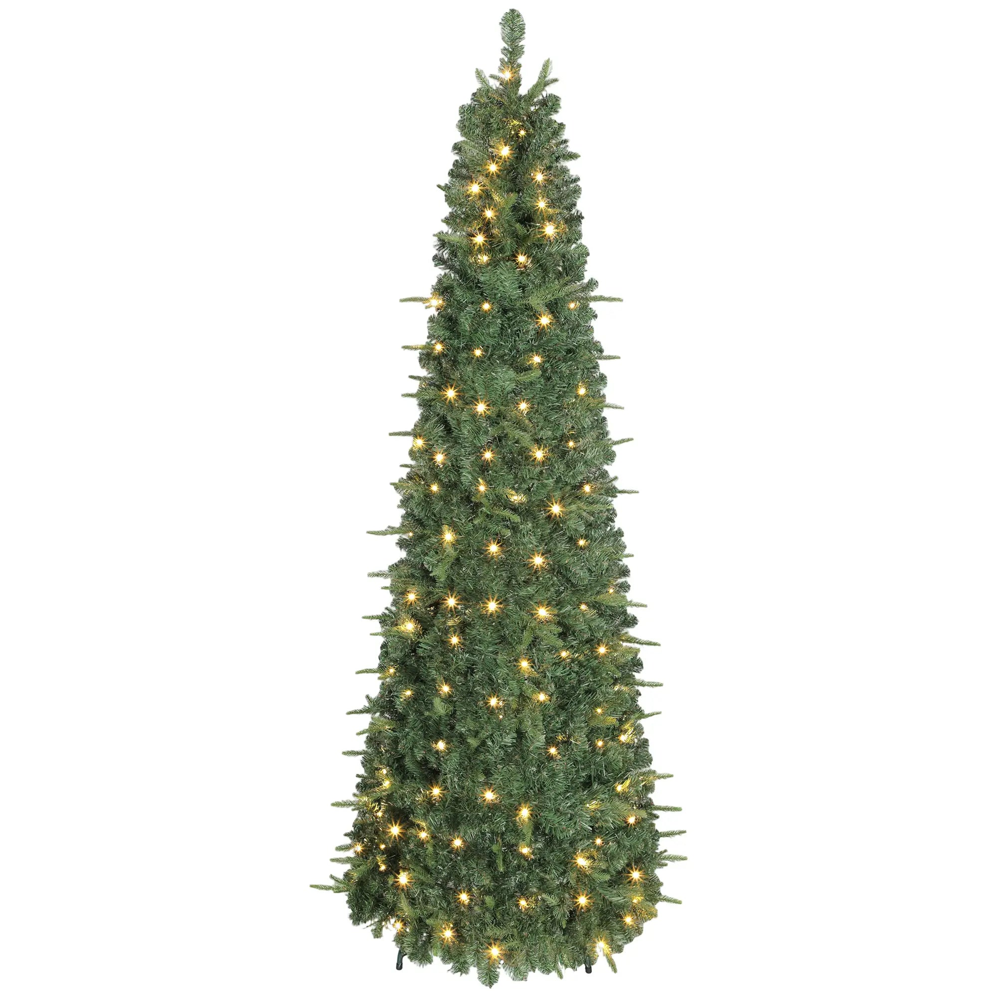7 ft Prelit Pop Up Christmas Tree, Collapsible Artificial with Metal Stand, Green Pre Lit Christmas Trees Green at Gallery Canada