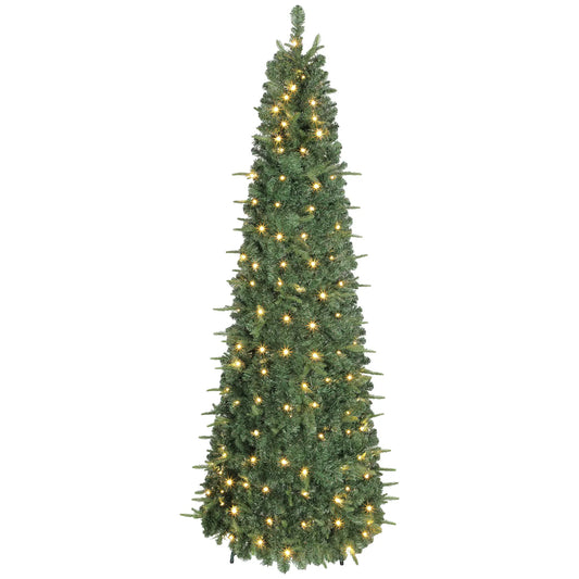 7 ft Prelit Pop Up Christmas Tree, Collapsible Artificial with Metal Stand, Green Pre Lit Christmas Trees Green at Gallery Canada