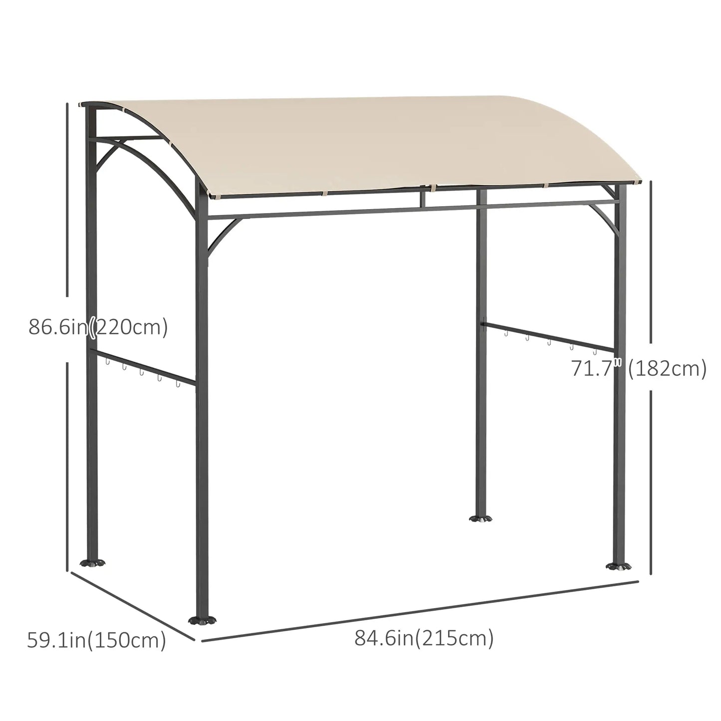 7' x 5' BBQ Grill Gazebo Tent, Steel Frame, Hooks, Beige BBQ Grill Gazebos at Gallery Canada