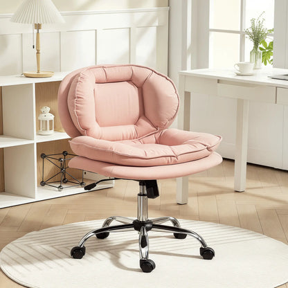 Criss Cross Chair, Swivel Wide Office Chair with Leathaire Upholstery, Tilting, No Arm, Pink Task Chairs at Gallery Canada