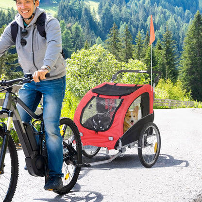 Elite II Dog Bike Trailer, 2-In-1 Pet Stroller, Red Dog Bike Trailers & Strollers at Gallery Canada