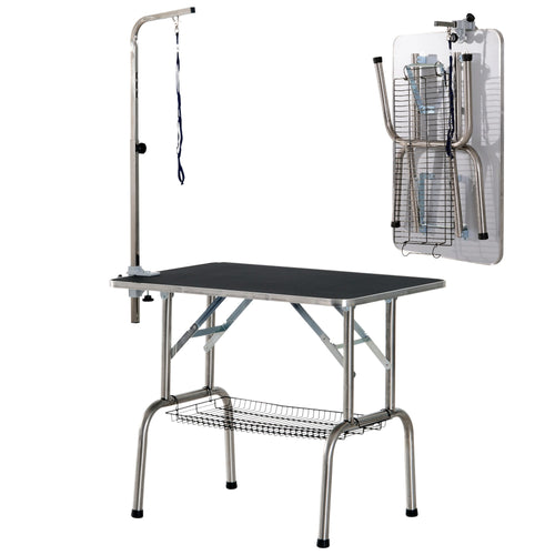 36-inch Dog Grooming Table Stainless Steel QUALITY GUARANTEED with Adjustable Arm and Basket