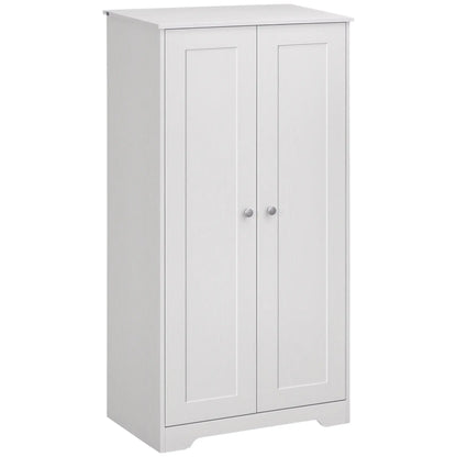 Kitchen Storage Cabinet, 2 Door Pantry with Adjustable Shelves, Distressed White, White Storage Cabinets at Gallery Canada