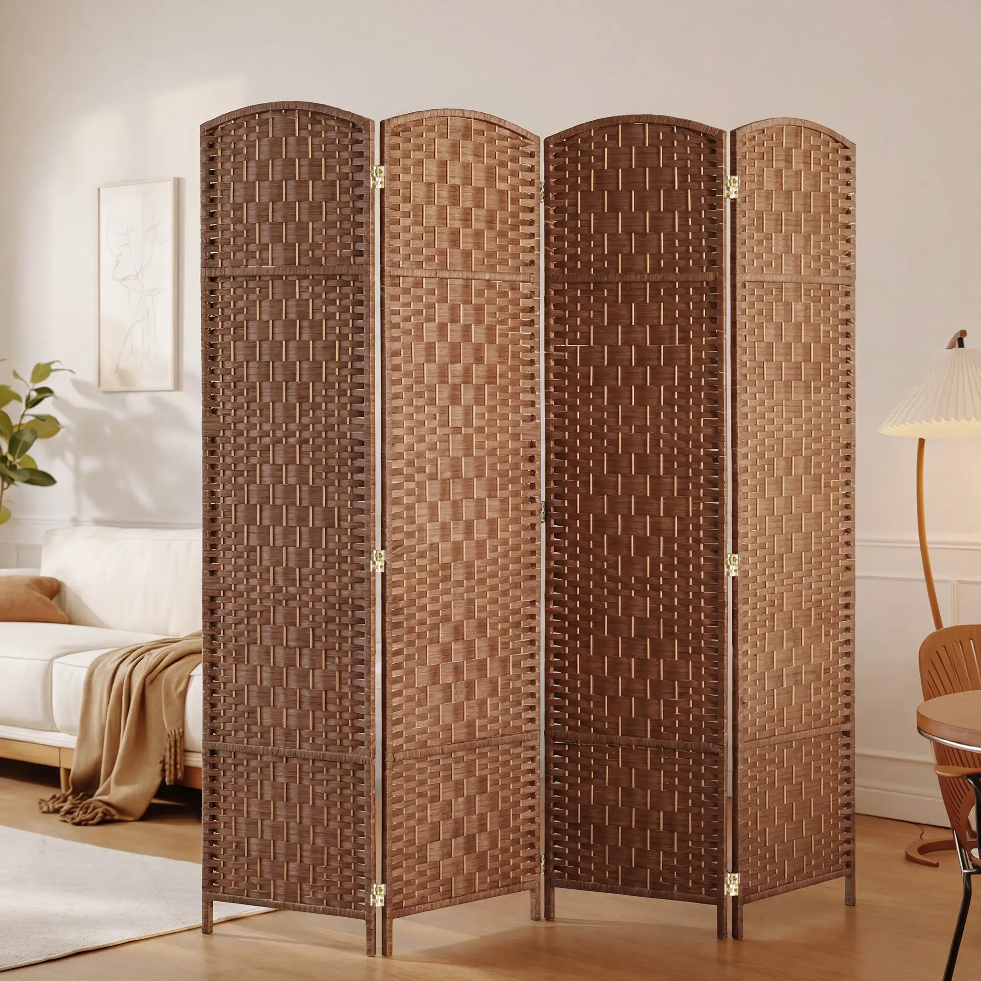 6ft Folding Room Divider, 4 Panel Wooden Frame, Natural Room Dividers at Gallery Canada