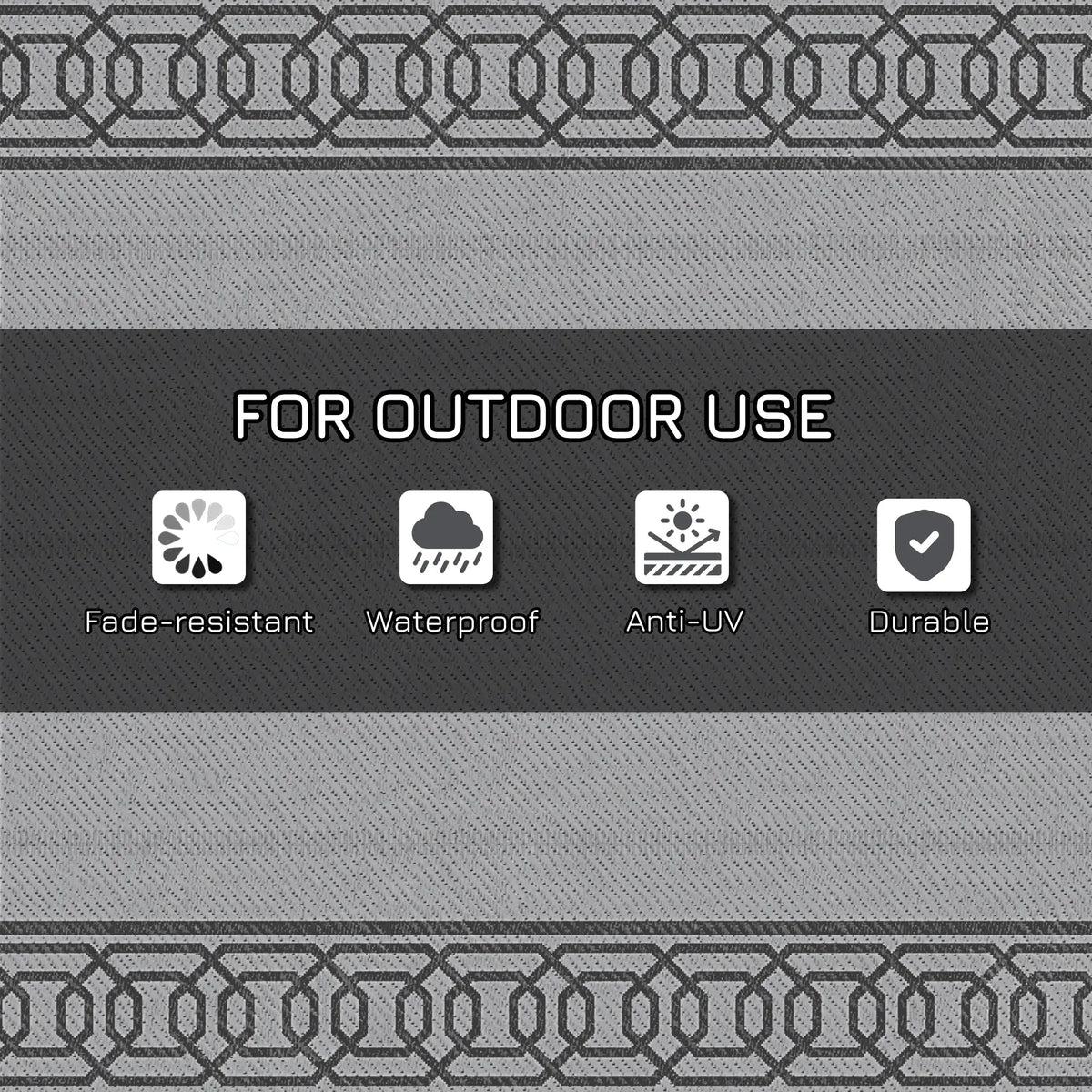 Portable Outdoor Rug, 9' x 18', Waterproof, Reversible, Black and Grey Outdoor Reversible Rugs at Gallery Canada