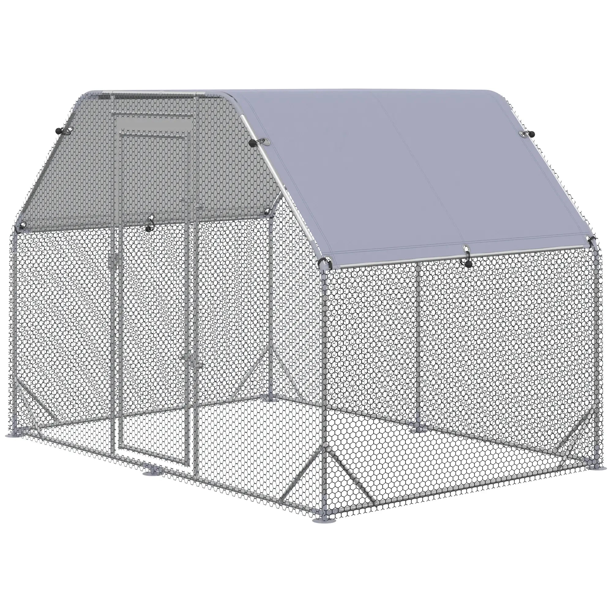 Large Metal Chicken Coop, Walk-In Poultry Enclosure, 9.2' x 6.2' x 6.5', Silver Chicken Coops at Gallery Canada