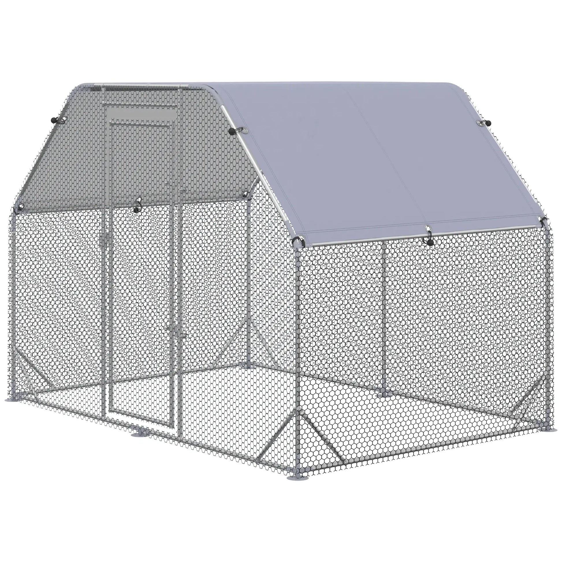 Large Metal Chicken Coop, Walk-In Poultry Enclosure, 9.2' x 6.2' x 6.5', Silver Chicken Coops at Gallery Canada