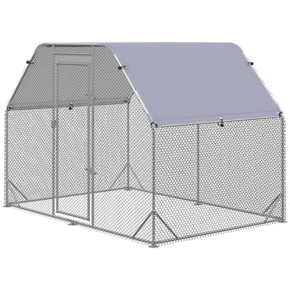 Large Metal Chicken Coop, Walk-In Poultry Enclosure, 9.2' x 6.2' x 6.5', Silver Chicken Coops at Gallery Canada
