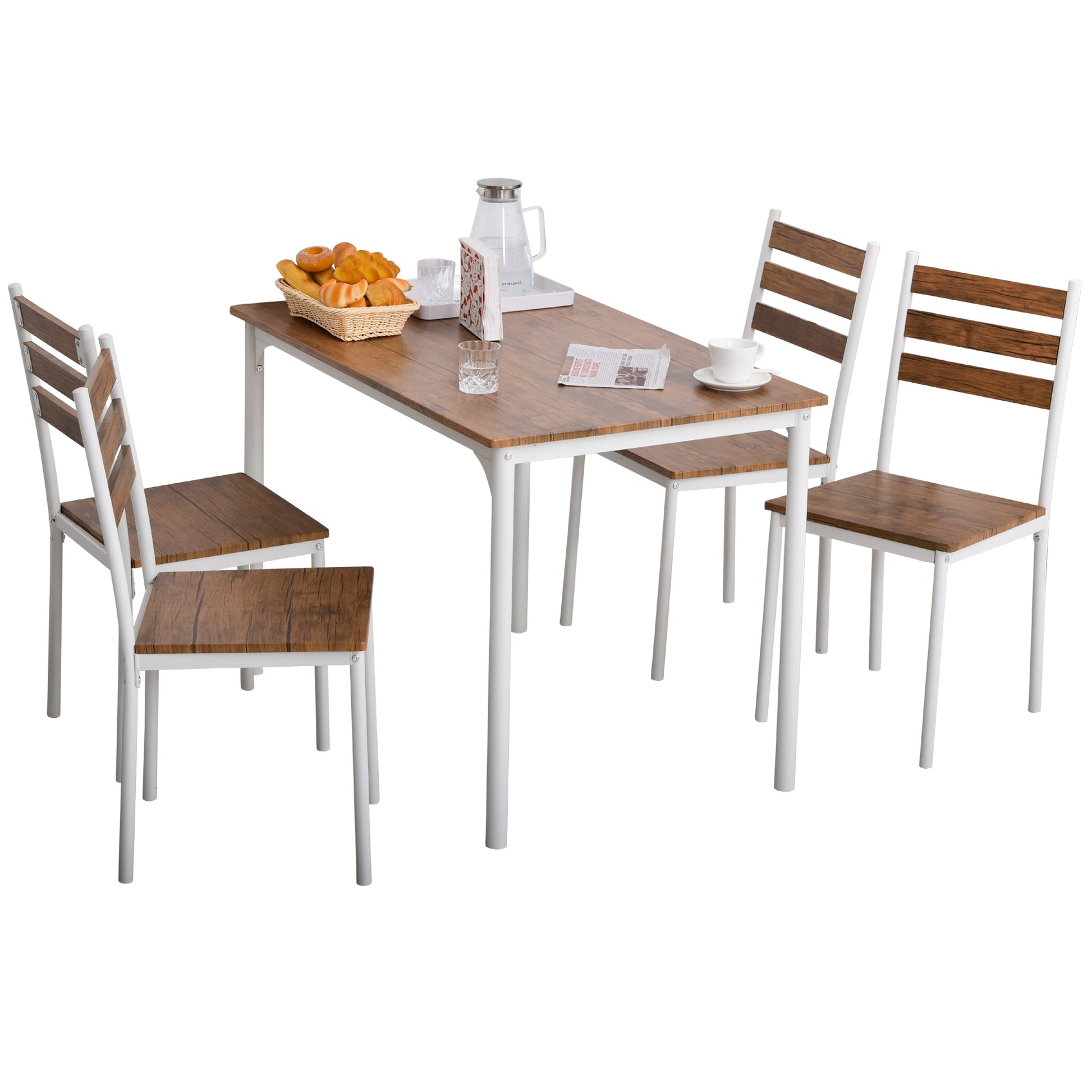 5 Piece Dining Table Set for 4, Space Saving Kitchen Table and 4 Chairs, Rectangle, Steel Frame for Dining Room at Gallery Canada