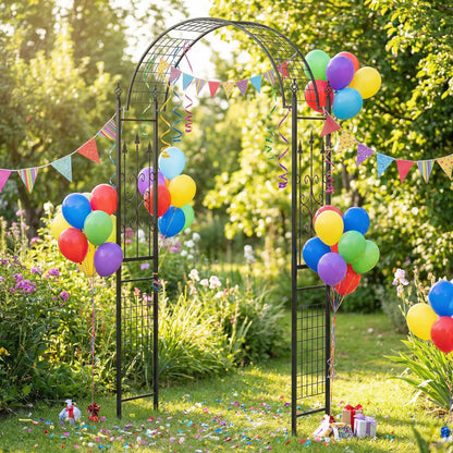 7.5 ft Steel Garden Arch, Outdoor Trellis Arbor, Black Garden Arches at Gallery Canada