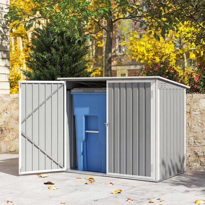 Outdoor Metal Storage Shed, Double Door With Vents, Light Grey Sheds at Gallery Canada