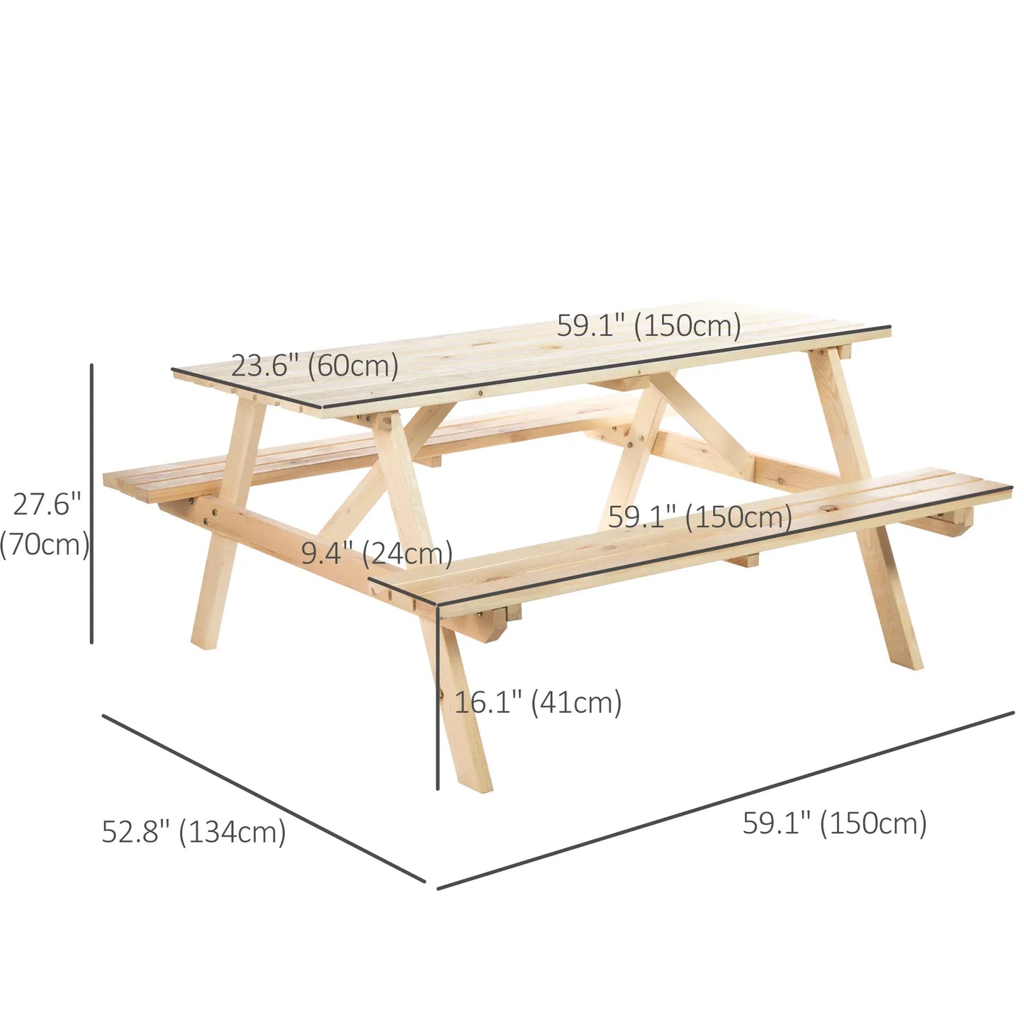 Wood Picnic Table, Camping Bench Set, Umbrella Hole, Outdoor, Natural Picnic Tables & Camping Chairs at Gallery Canada
