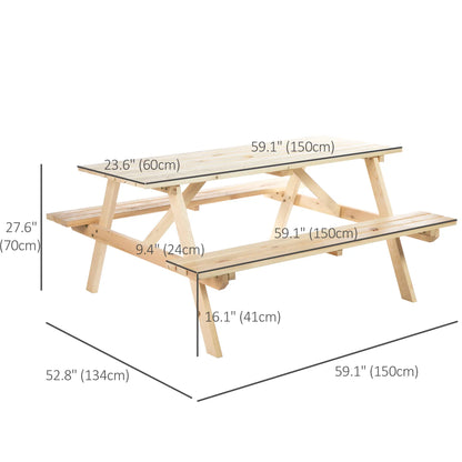 Wood Picnic Table, Camping Bench Set, Umbrella Hole, Outdoor, Natural Picnic Tables & Camping Chairs at Gallery Canada
