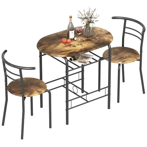Dining Table Set Of 3, Kitchen Table And Chairs, Rustic Brown