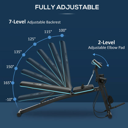 Foldable Adjustable Press Bench, Weight Training Gym Chair, Black & Blue