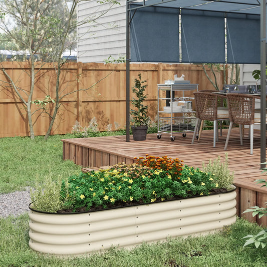 6.5 x 2 x 1.5 FT Galvanized Steel Raised Garden Bed, Cream White Galvanized Planter Boxes Cream at Gallery Canada