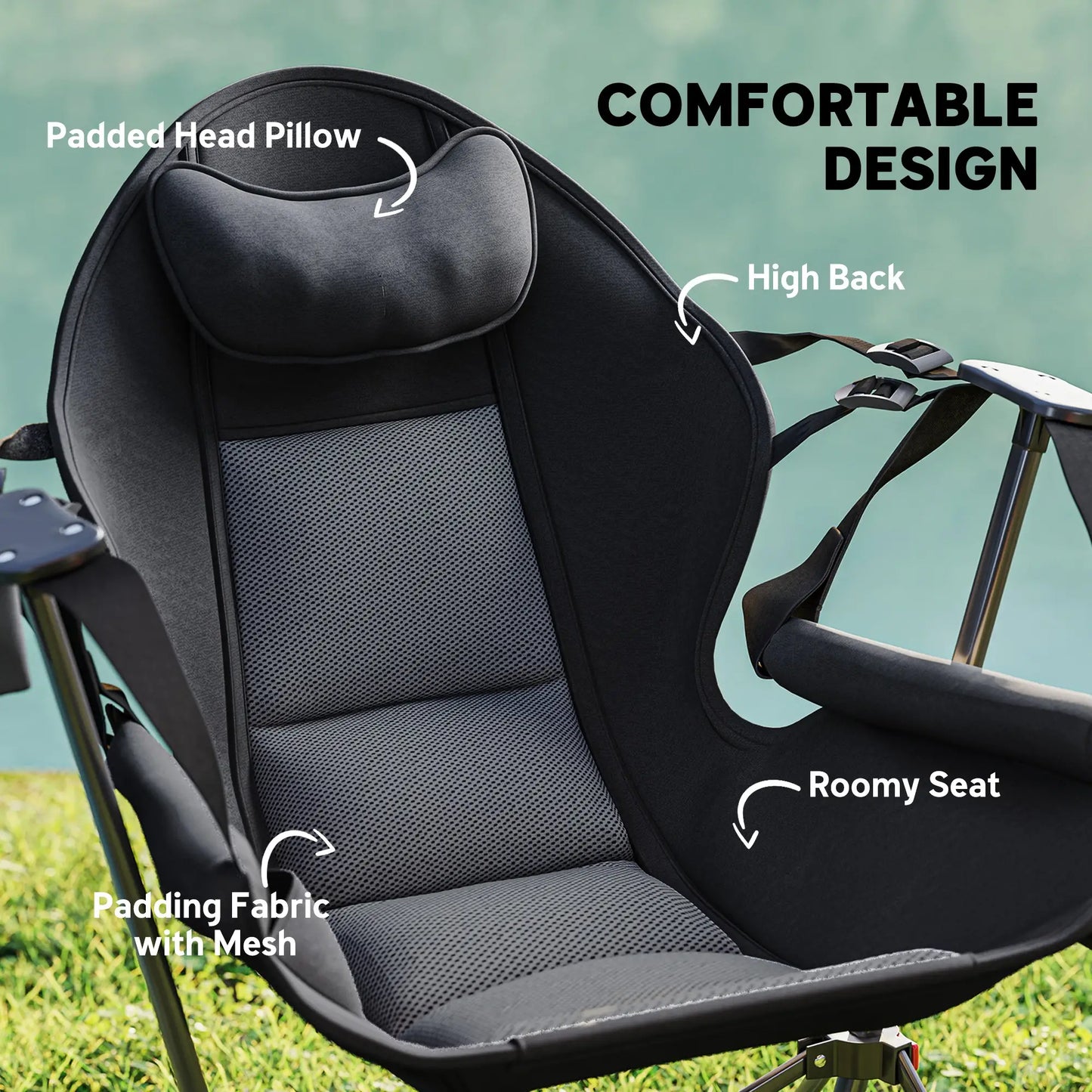Hammock Camping Chair Set of 2, Adjustable Back, Cup Holder, Padded Seat Picnic Tables & Camping Chairs at Gallery Canada