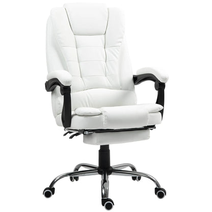 High Back Office Chair, PU Leather, Retractable Footrest, Padded Armrest, White Executive & Manager Chairs at Gallery Canada