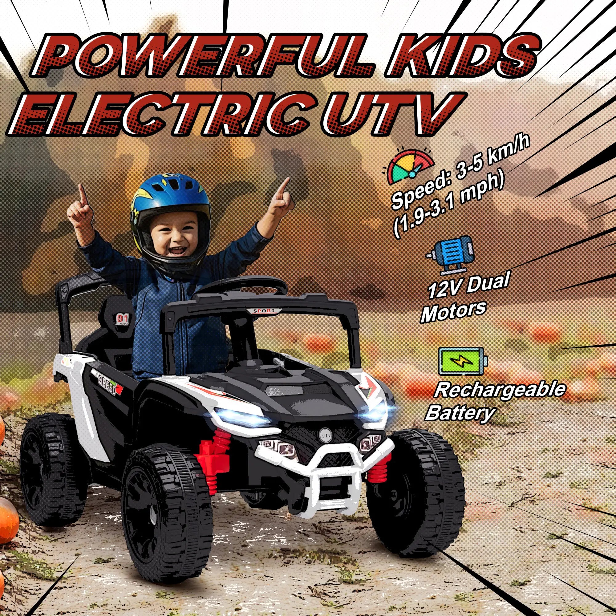 12V Kids Ride On Truck, Dual Motors, Rear Suspension, Remote Control, White Electric Toy Cars at Gallery Canada