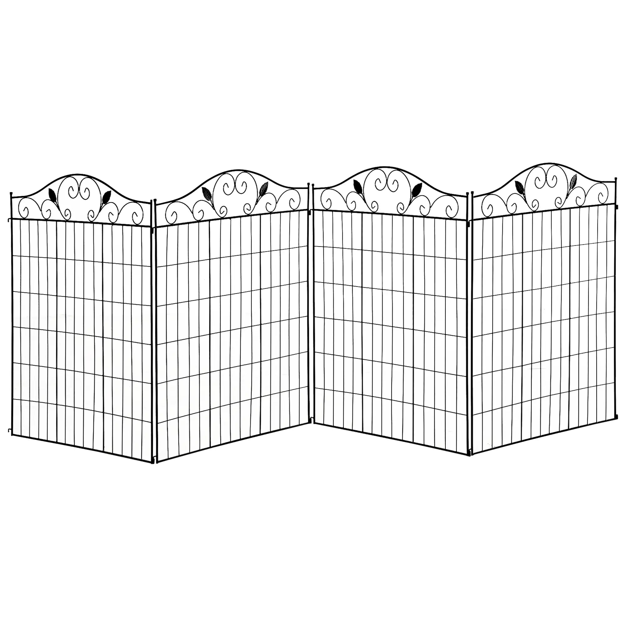 Garden Decorative Fence, 4 Panels 44in x 12ft, Steel Wire Border Edging Garden Fences Black at Gallery Canada