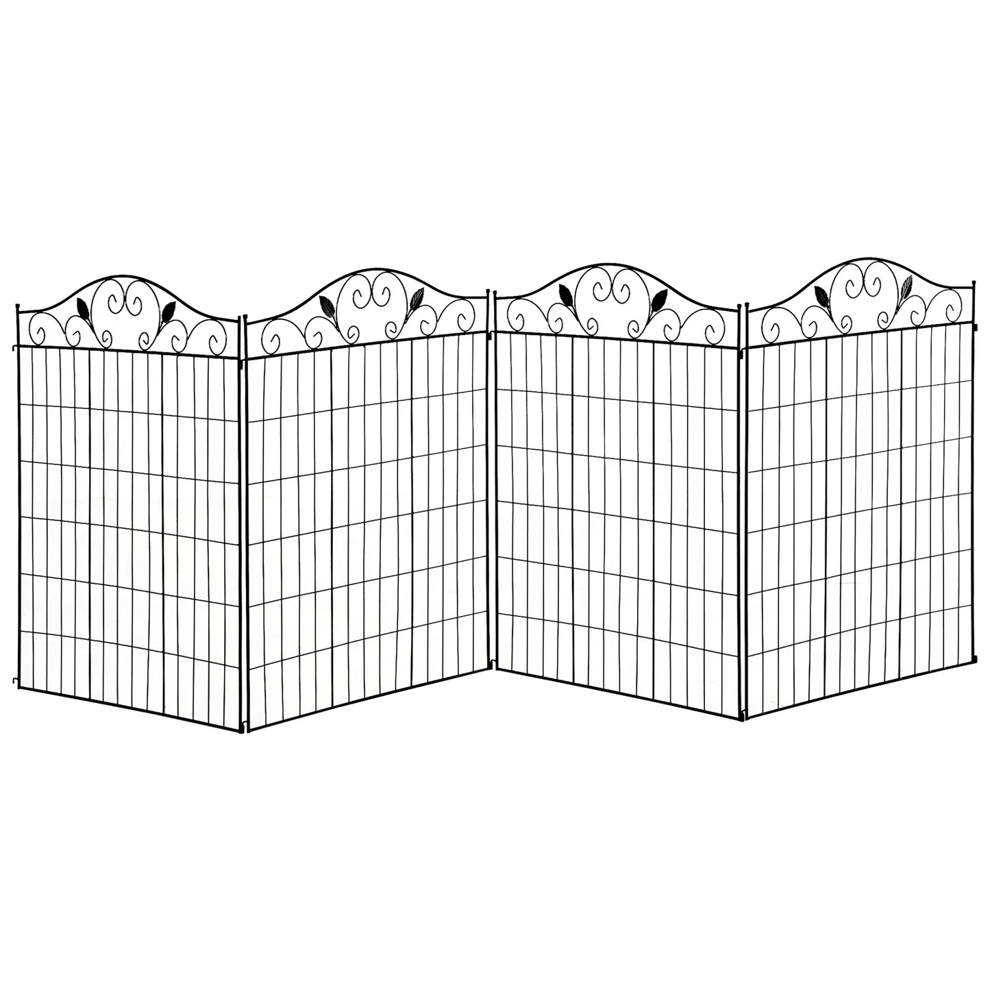 Garden Decorative Fence, 4 Panels 44in x 12ft, Steel Wire Border Edging Garden Fences Black at Gallery Canada