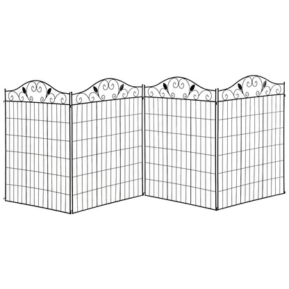 Garden Decorative Fence, 4 Panels 44in x 12ft, Steel Wire Border Edging Garden Fences Black at Gallery Canada