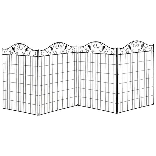 Garden Decorative Fence, 4 Panels 44in x 12ft, Steel Wire Border Edging Garden Fences Black at Gallery Canada