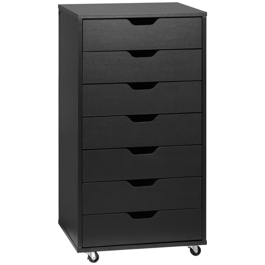 7-drawer Vertical File Cabinet for Home Office, Storage Cabinet with Wheels, 18.7"x15.6"x35.4", Black - Gallery Canada