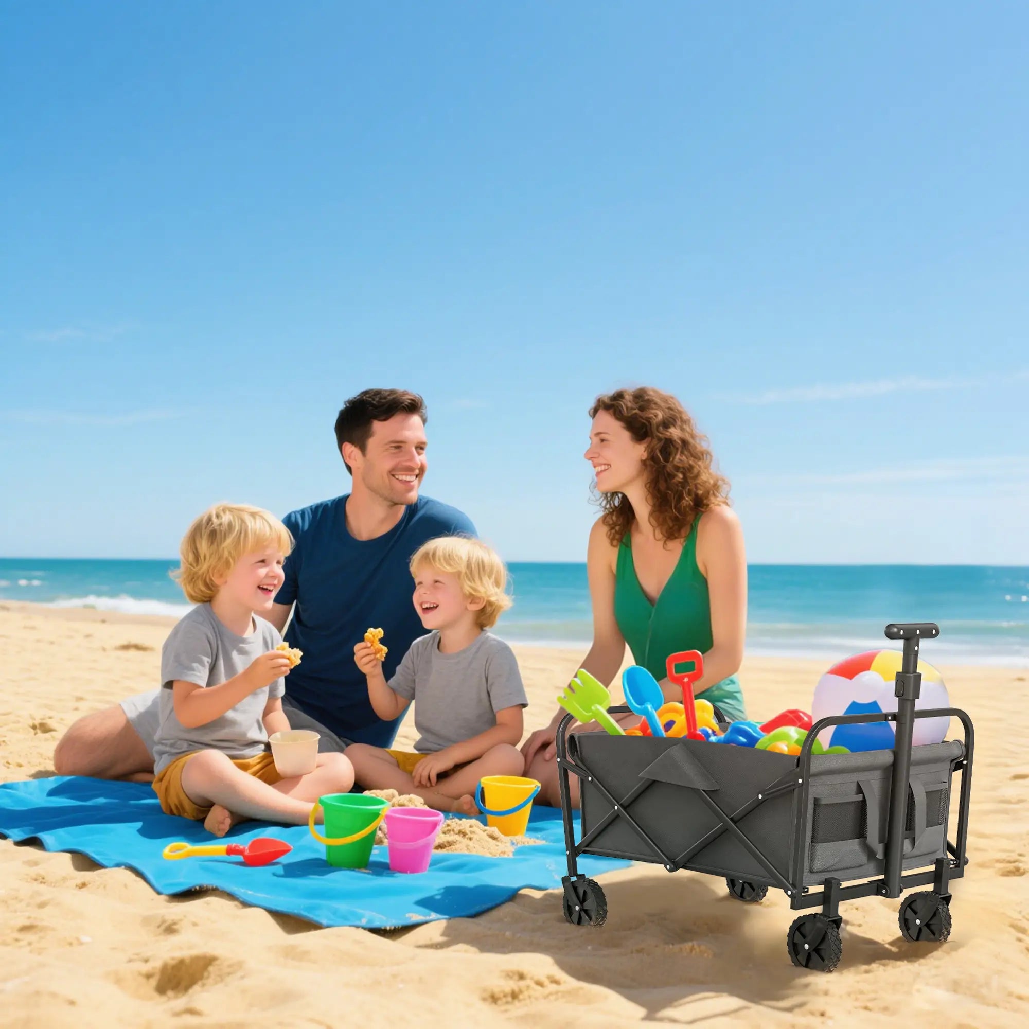 Collapsible Folding Garden Cart, Heavy Duty Lawn Wagon, Grey Bike Cargo Trailers at Gallery Canada