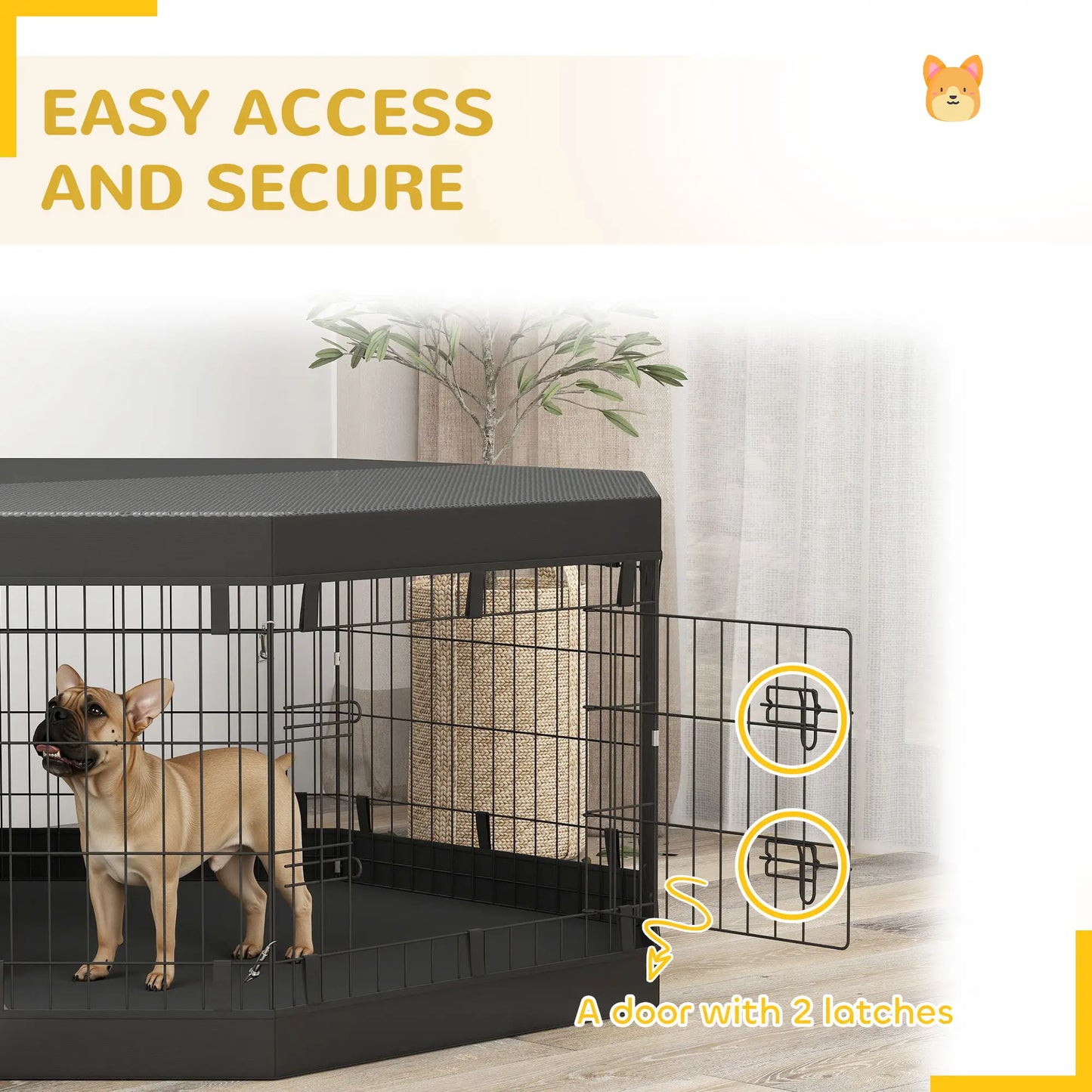 8 Panels Foldable Dog Playpen, 24" High, With Bottom Pad, Top Cover Houses, Kennels & Pens at Gallery Canada