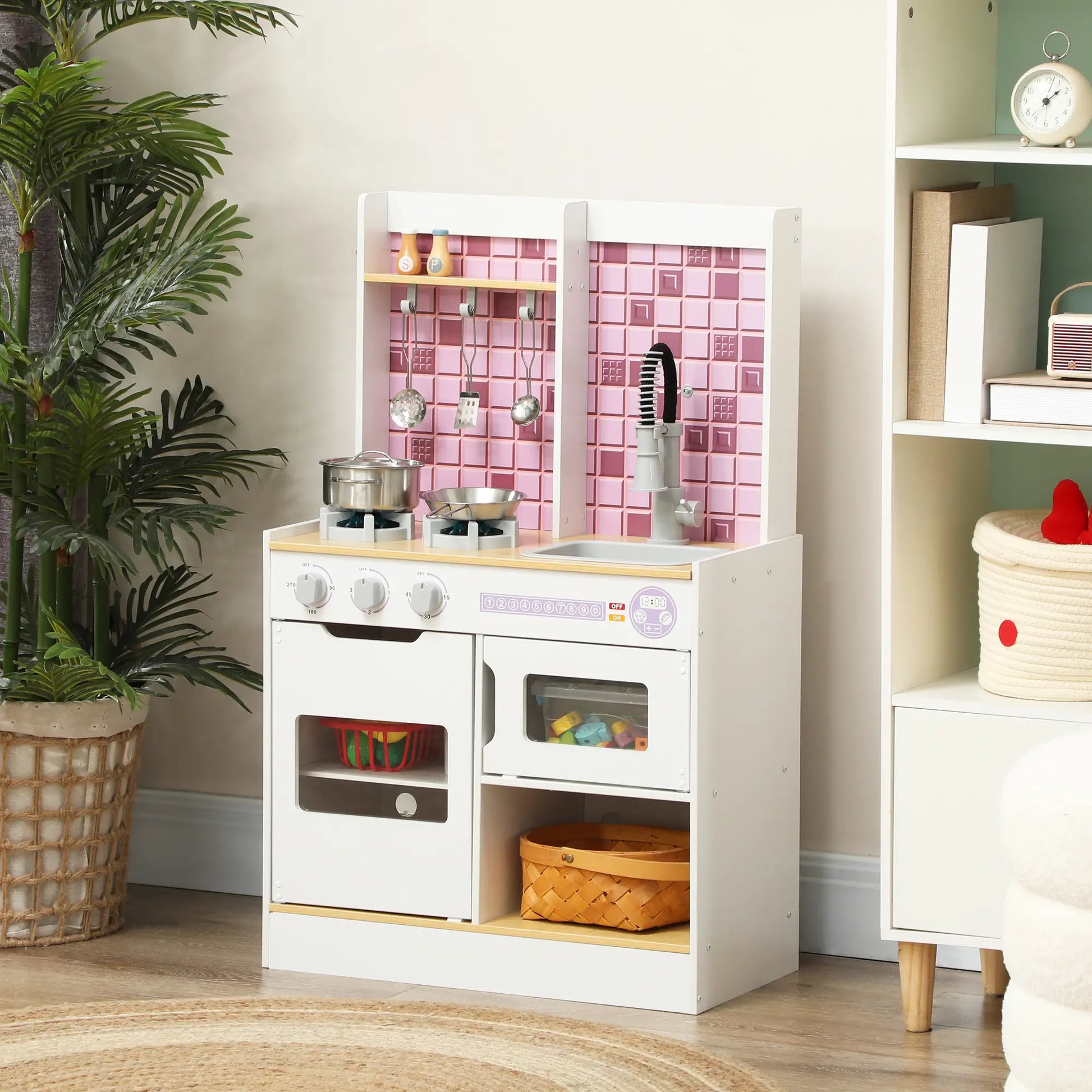 Kids Play Kitchen Set, Realistic Lights Sounds, Sink Oven Stove, White Play Kitchen at Gallery Canada