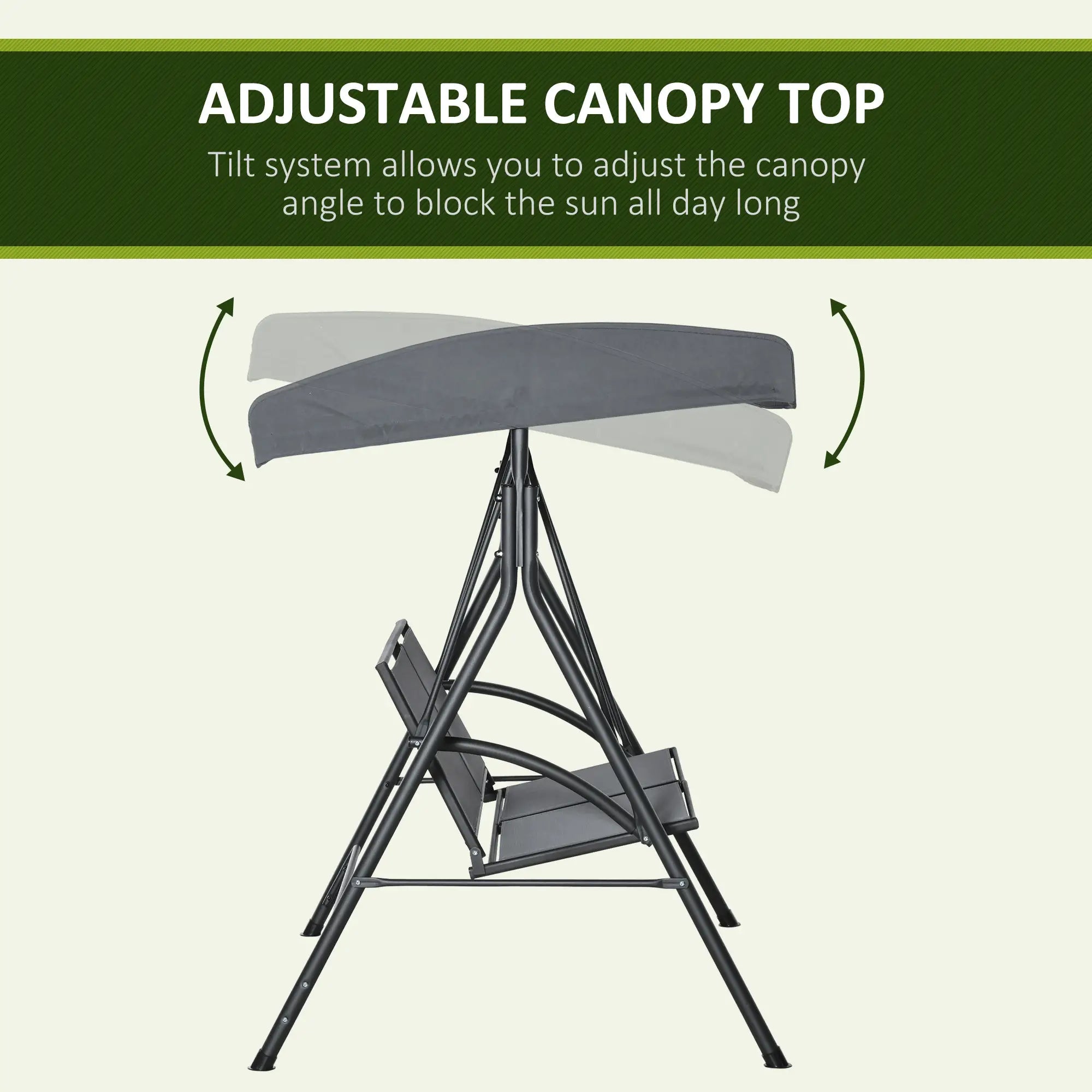 2-Seat Patio Swing Chair, Outdoor Porch Glider With Canopy, Dark Grey Porch Swings with Canopy at Gallery Canada
