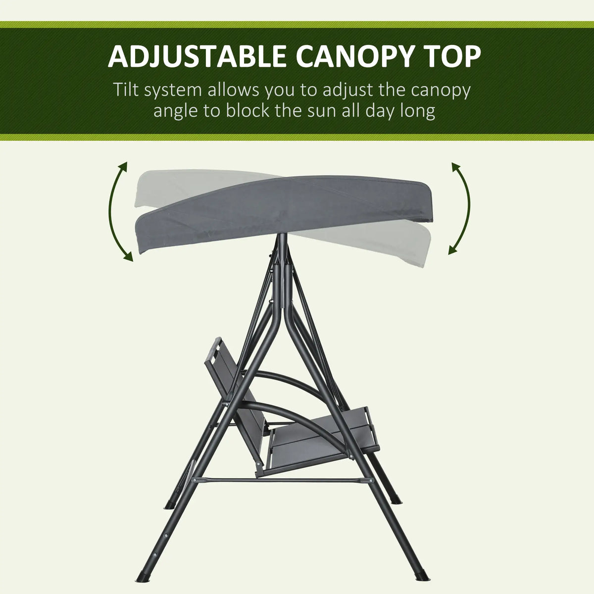2-Seat Patio Swing Chair, Outdoor Porch Glider With Canopy, Dark Grey Porch Swings with Canopy at Gallery Canada