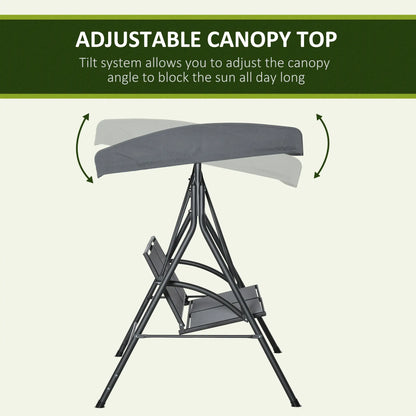 2-Seat Patio Swing Chair, Outdoor Porch Glider With Canopy, Dark Grey Porch Swings with Canopy at Gallery Canada