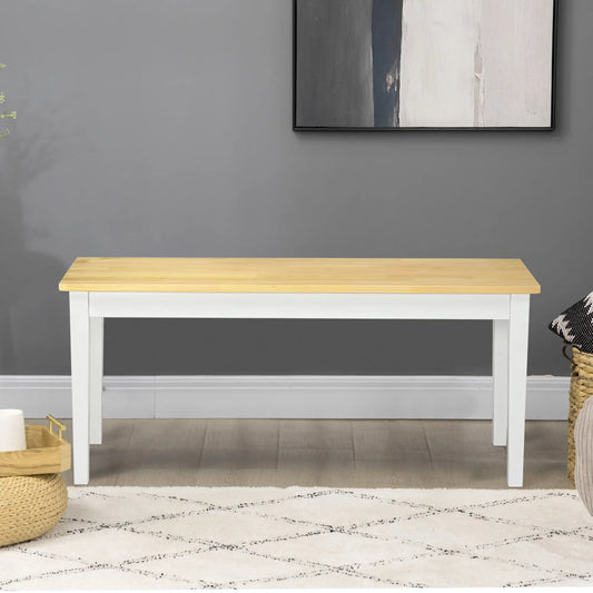 40" Wood Dining Bench, 2 Person, Natural Dining Chairs Natural, White at Gallery Canada