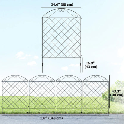 Outdoor Metal Garden Fence Panels, Animal Barrier, 4 Pack, Curved Scrollworks Garden Fences at Gallery Canada