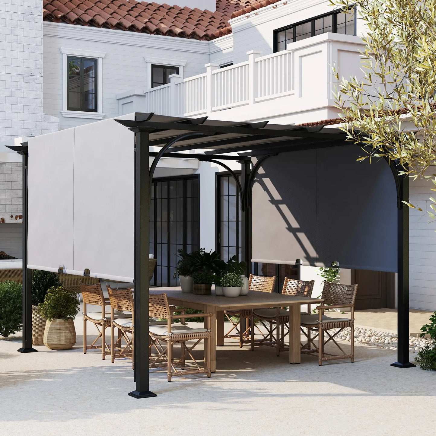 10' x 10' Outdoor Pergola, Steel Frame, Grey Pergolas at Gallery Canada