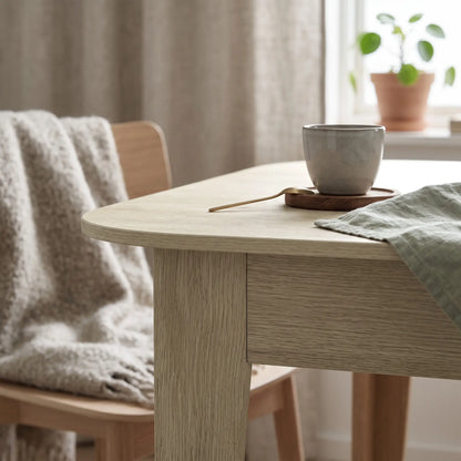 Extendable Oval Dining Table, 4-6, Oak
