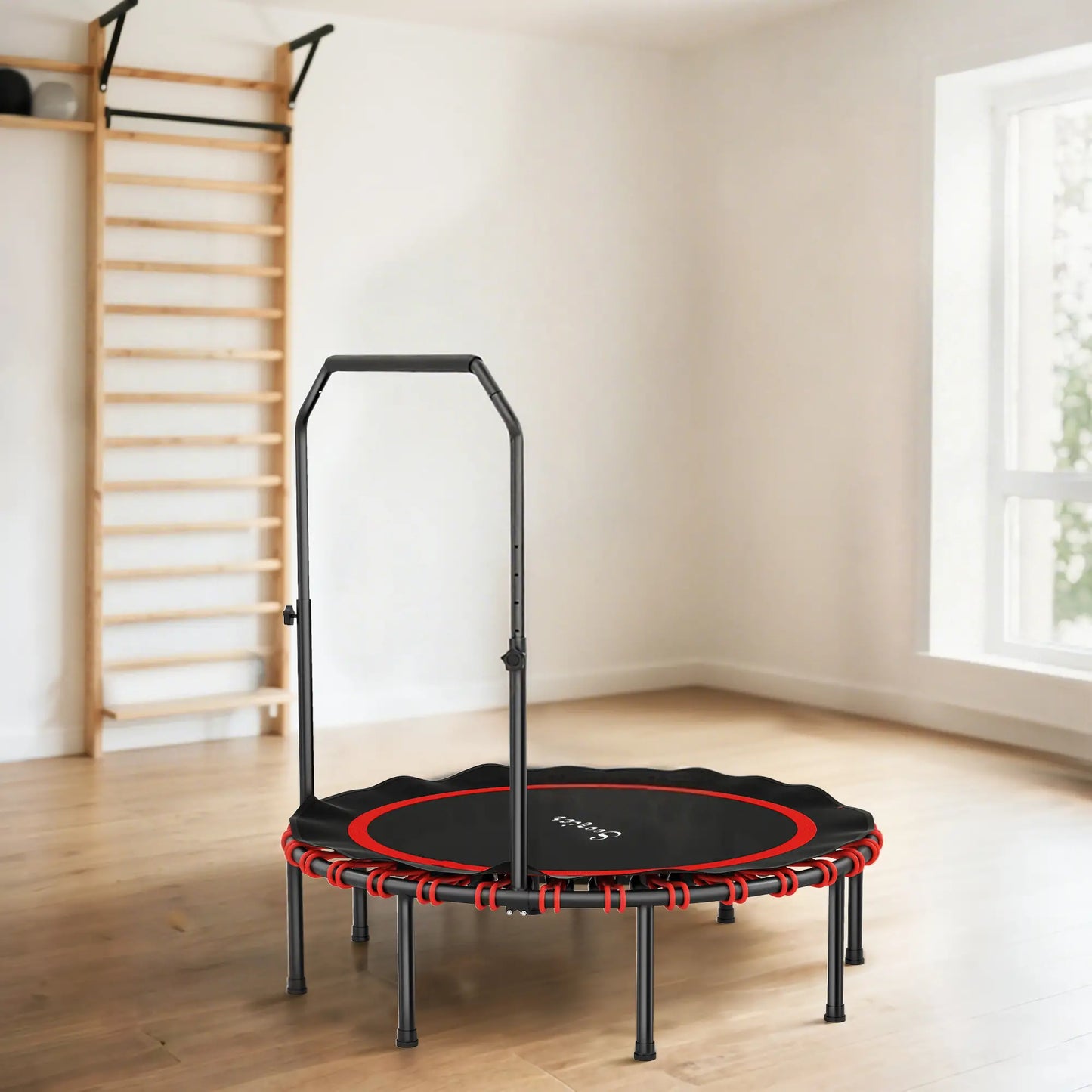 48 Inch Foldable Rebounder Trampoline, Mini Indoor with Adjustable Handle Trampolines at Gallery Canada
