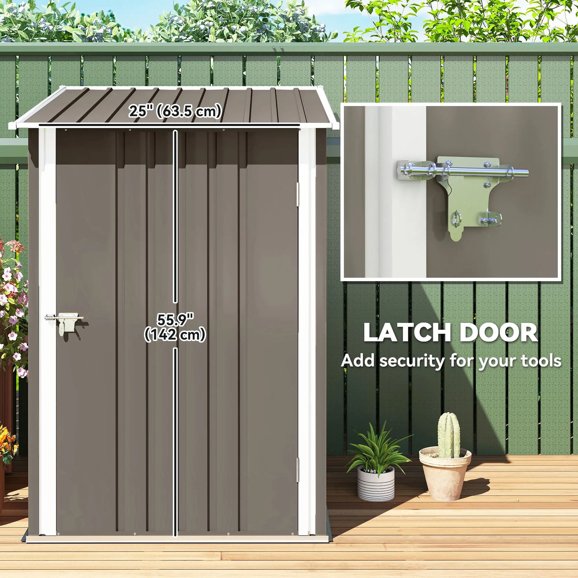 3.3' x 3.4' Outdoor Storage Shed, Galvanized Steel, Lockable Door, Brown and White Sheds at Gallery Canada