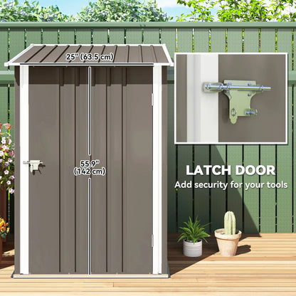 3.3' x 3.4' Outdoor Storage Shed, Galvanized Steel, Lockable Door, Brown and White Sheds at Gallery Canada